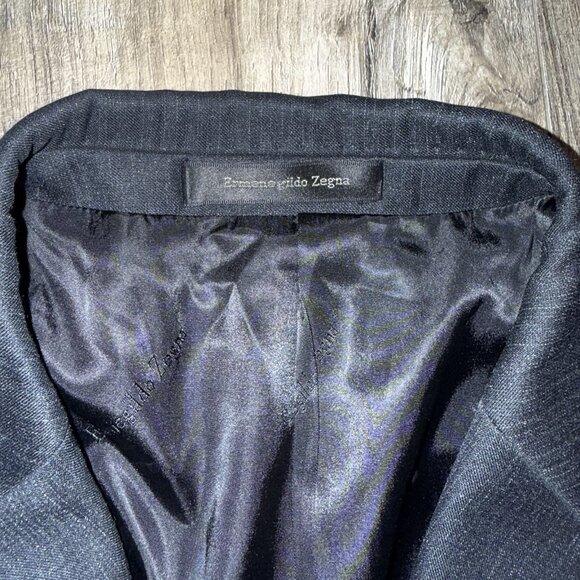 Ermenegildo Zegna Blazer Jacket Men's 54 Black Wool Polyester Made in Italy - Picture 5 of 8